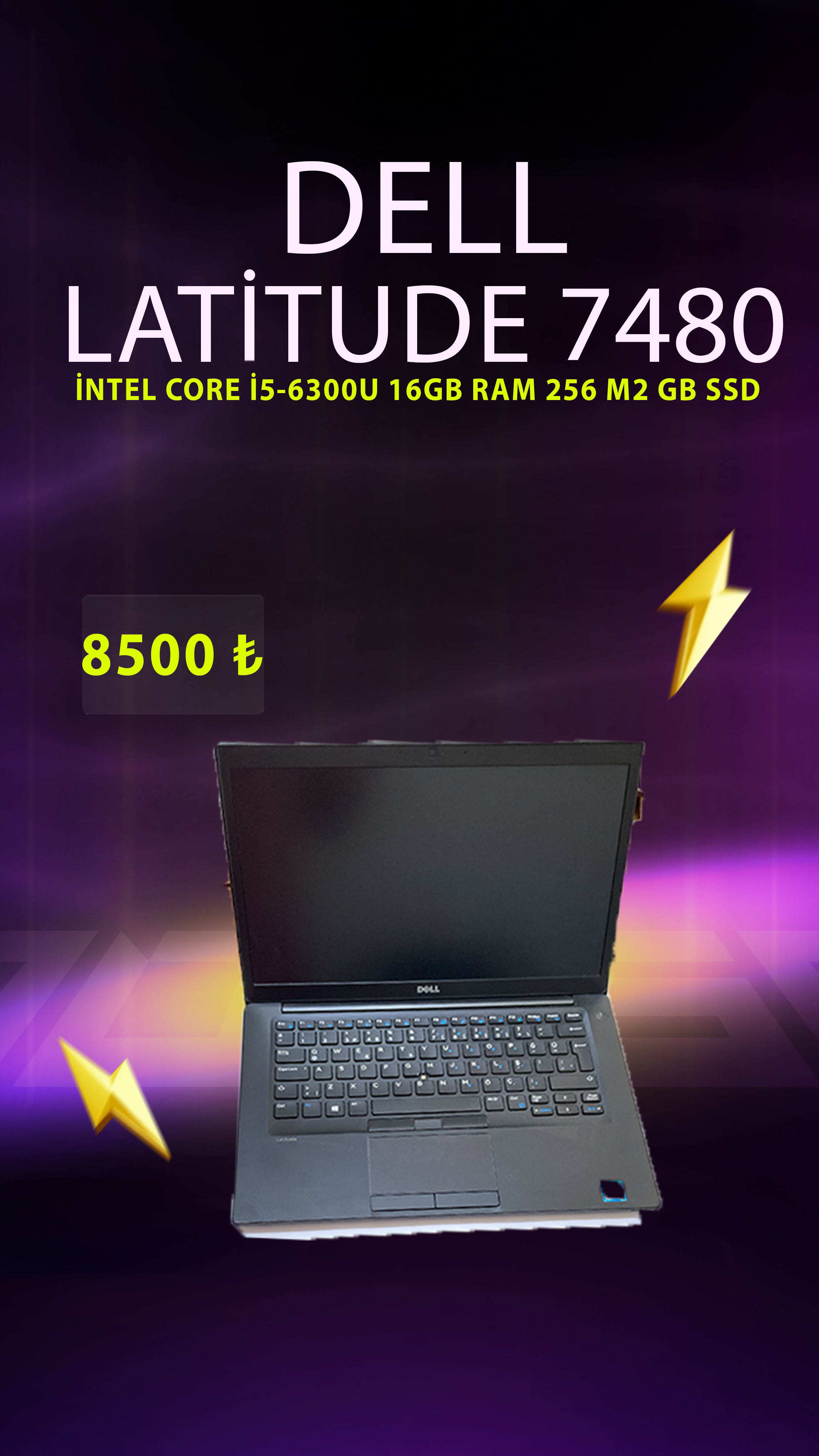 Dell Notebook Latitude 7480 intel i5 6300U 16Gb DDR4 256Gb M2 Ssd 14 inç